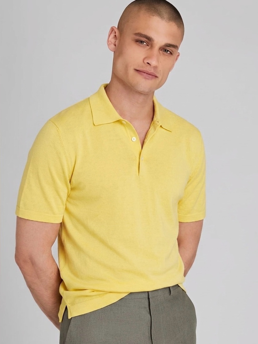 Gran Sasso New Yellow Italian Knit Cotton Polo Size XL Old money Resort Classic